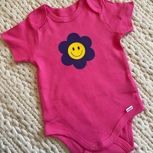 Pink onesie with purple flower 12 months new